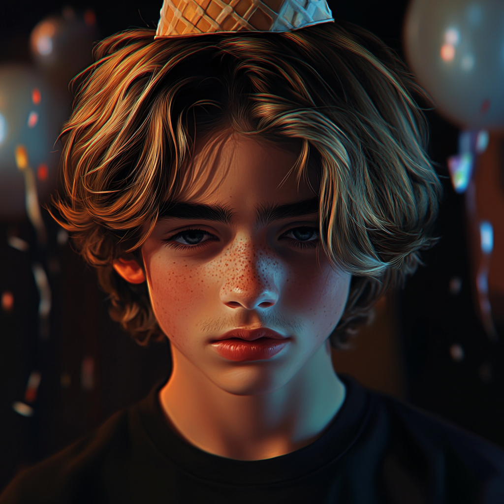 Un adolescent triste le jour de son anniversaire | Source : Midjourney