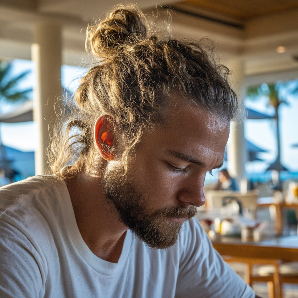 Un homme agacé assis à une table | Source : Midjourney