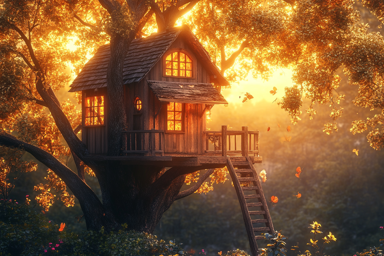 Une jolie cabane dans un arbre | Source : Midjourney