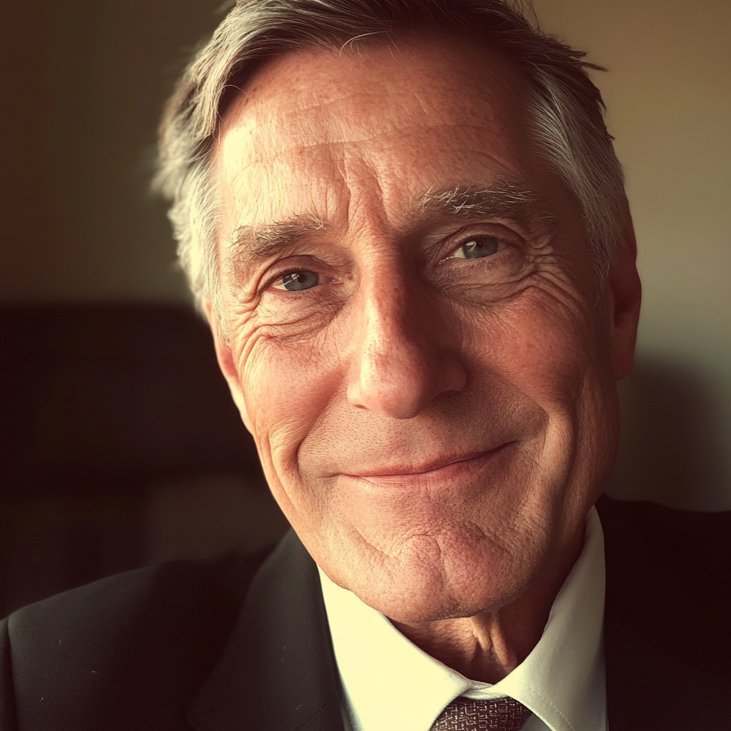 Gros plan sur un homme âgé souriant | Source : Midjourney