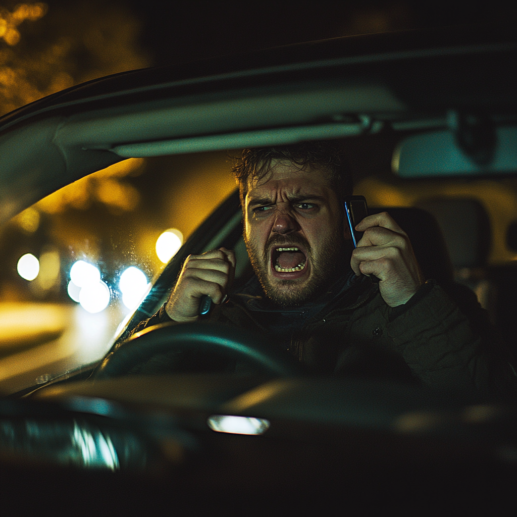 Un homme en colère qui parle au téléphone | Source : Midjourney