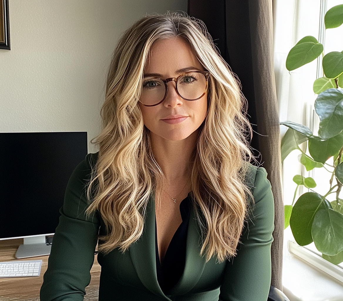 Une femme assise à un bureau | Source : Midjourney