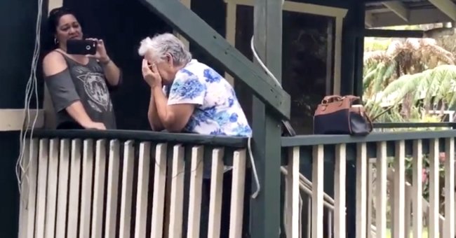 Kahealani capture la réaction émotionnelle de sa grand-mère lors de la révélation de la maison. | Source : facebook.com/Kahealani Pestano