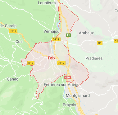 Plan de Foix, ville du département de l' Ariège de la région Midi-Pyrénées.  | cartesfrance.fr