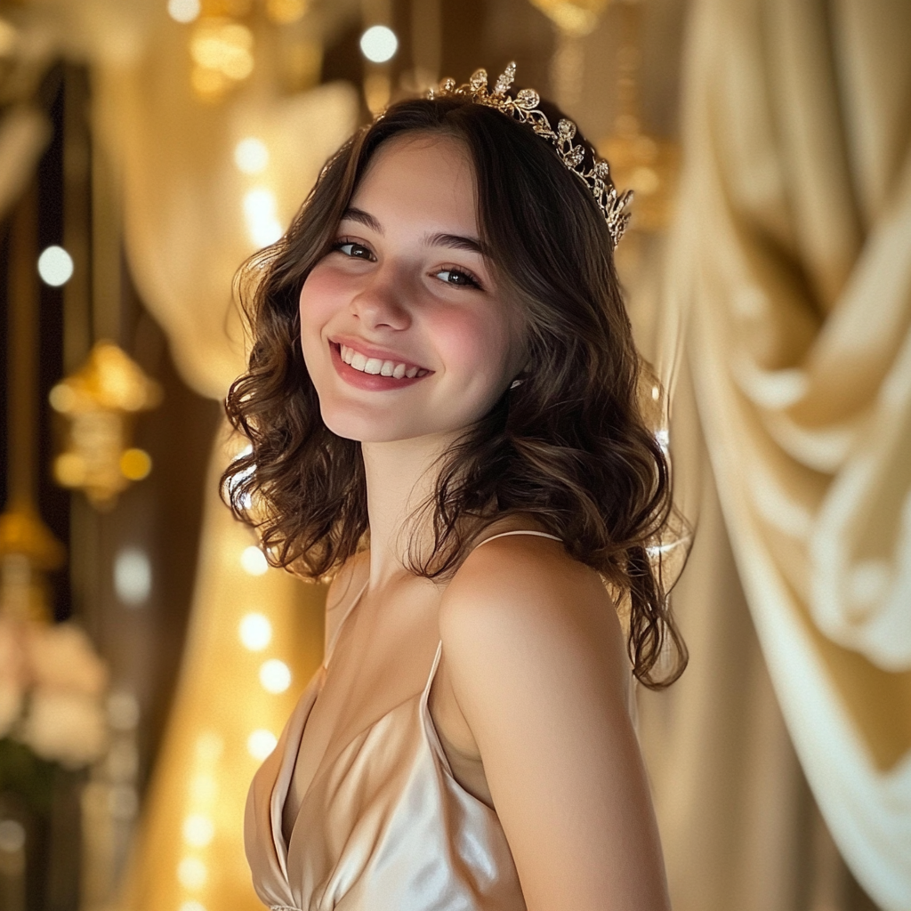 Une reine de bal souriante | Source : Midjourney