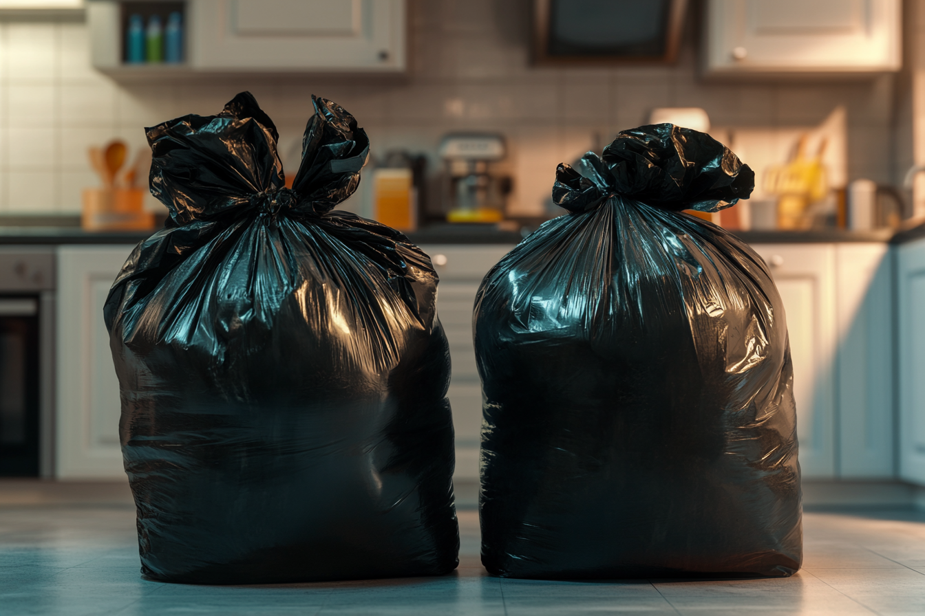 Deux sacs poubelles dans la cuisine | Source : Midjourney