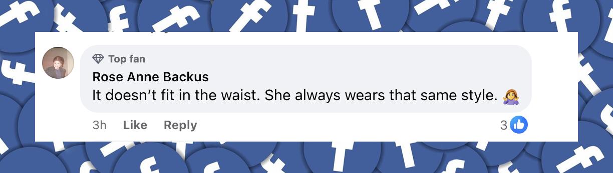 Commentaire d'une internaute sur la robe de Jennifer Aniston, posté le 15 septembre 2024 | Source : Facebook/Page Six