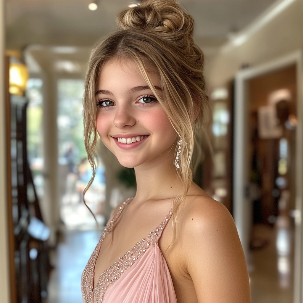Une adolescente en train d'essayer une robe | Source : Midjourney