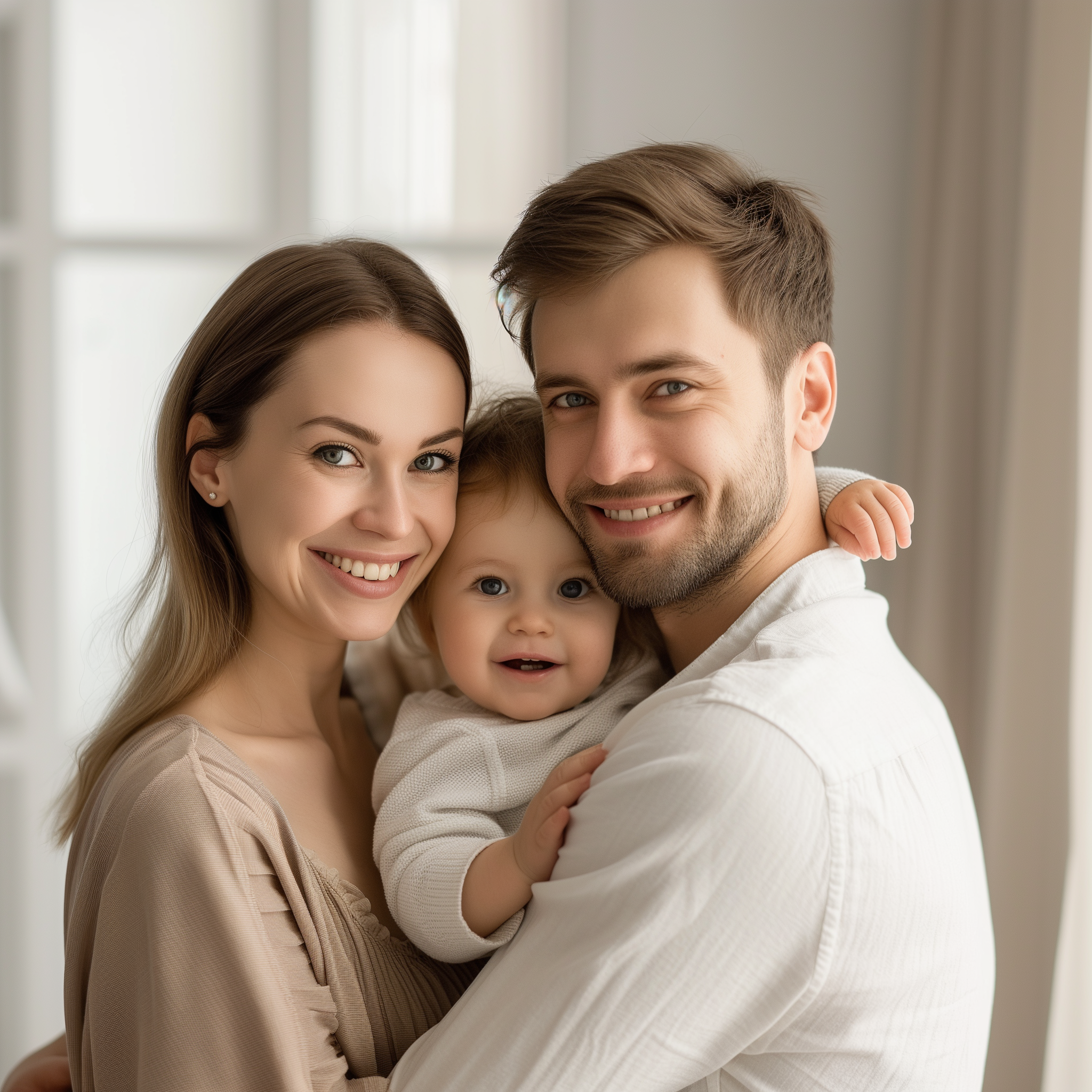 Un couple souriant avec un bébé | Source : Midjourney