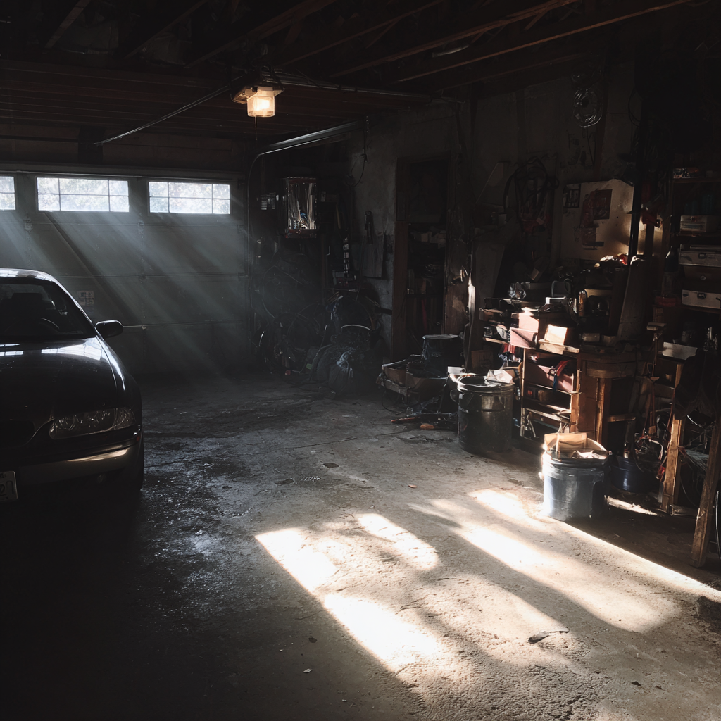 L'intérieur d'un garage en désordre | Source : Midjourney