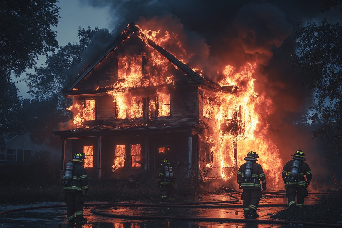 Les pompiers éteignent un feu de maison | Source : Midjourney