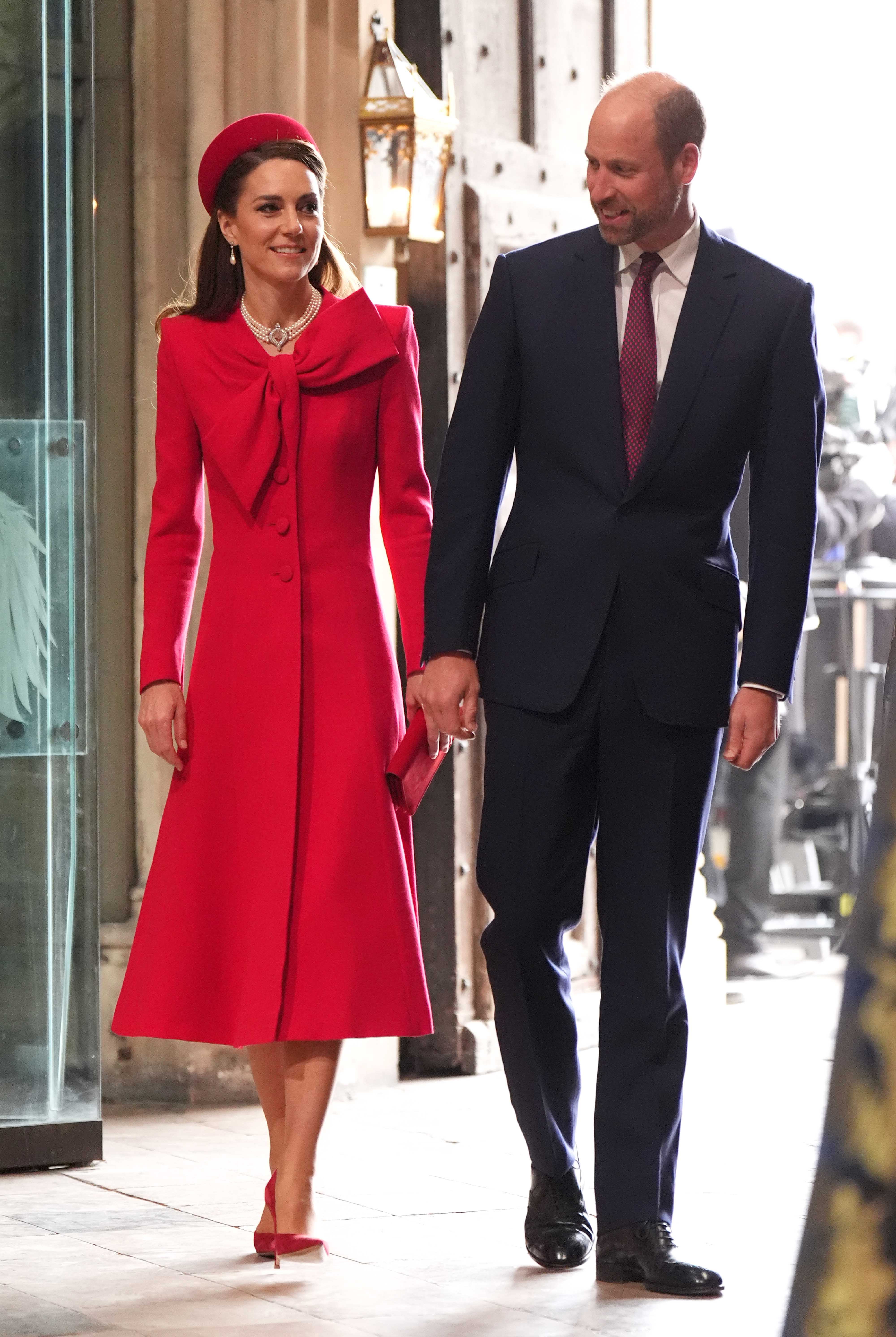 William, prince de Galles, et Catherine, princesse de Galles, sont photographiés à leur arrivée au service annuel de célébration du Jour du Commonwealth à l'abbaye de Westminster, le 10 mars 2025, à Londres, en Angleterre | Source : Getty Images