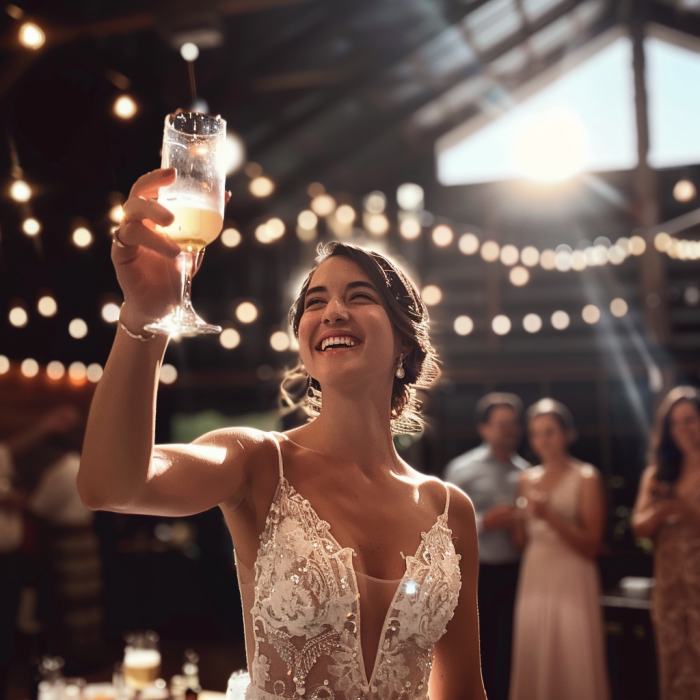 Une mariée porte un toast lors de son mariage | Source : Midjourney