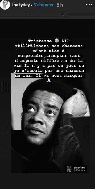 Laeticia Hallyday rendu hommage au Bill Withers. | Photo : Instagram/story/lhallyday