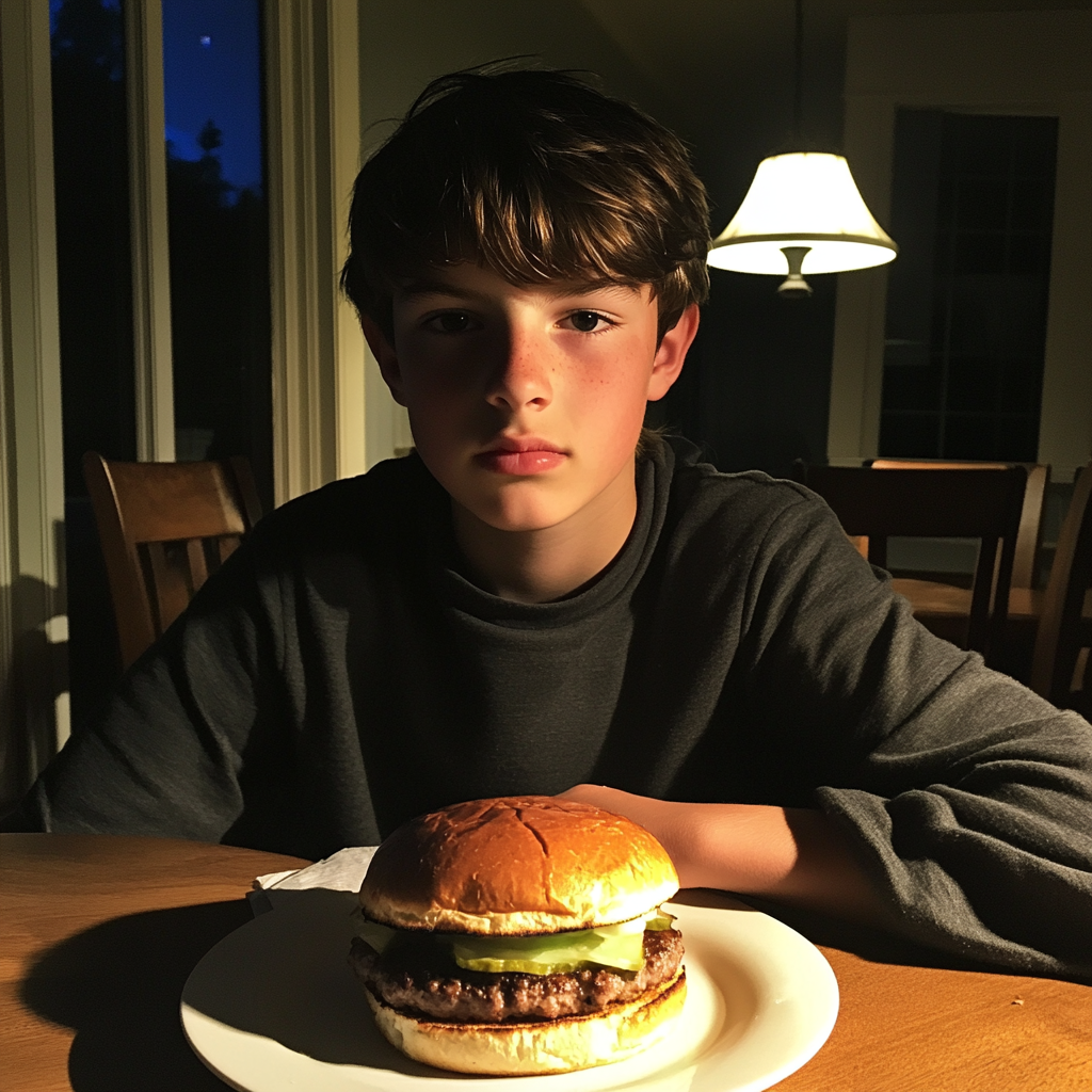Un adolescent assis à une table à manger | Source : Midjourney