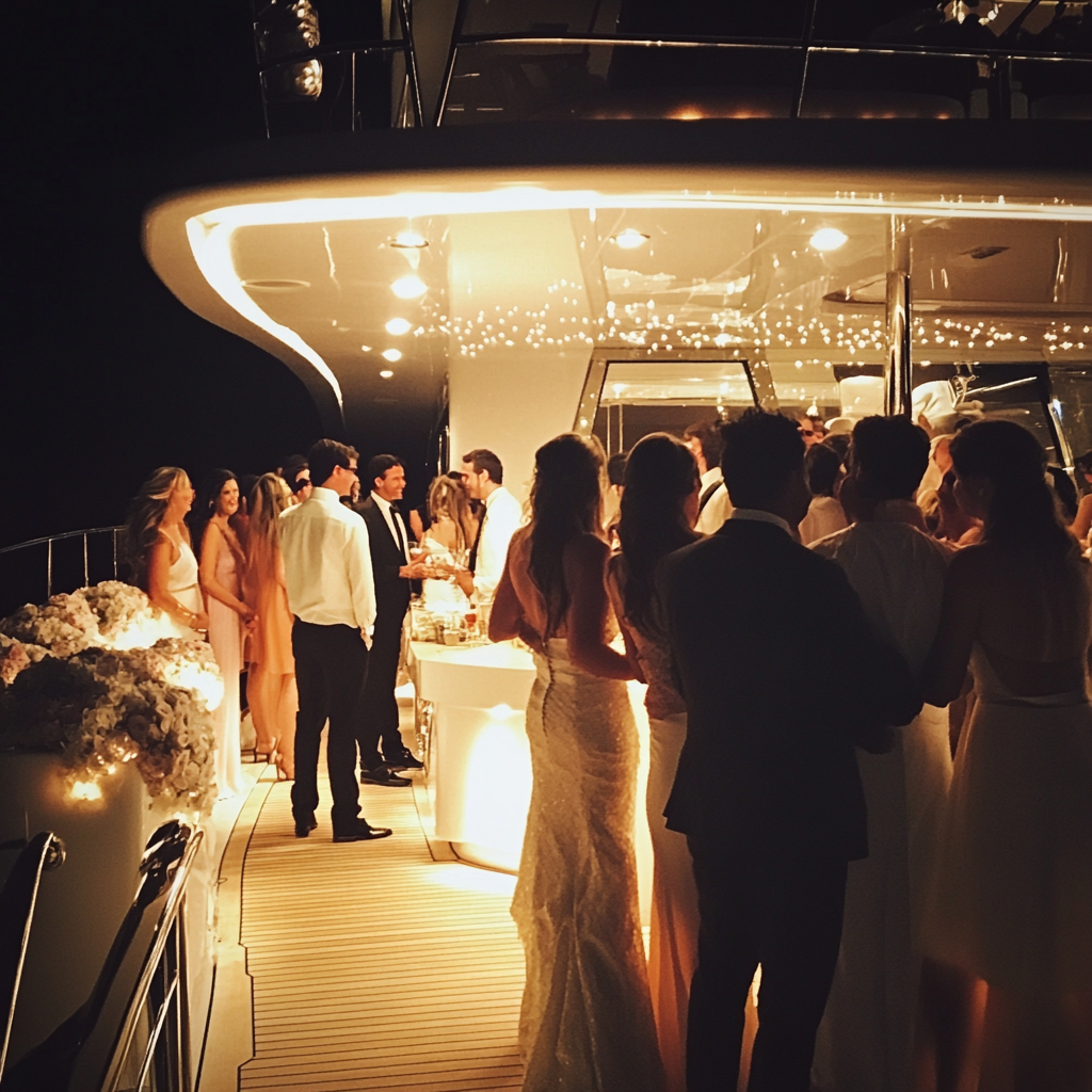 Invités de mariage sur un yacht | Source : Midjourney