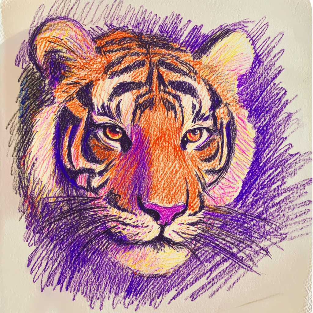 Dessin d'un enfant représentant un tigre | Source : Midjourney