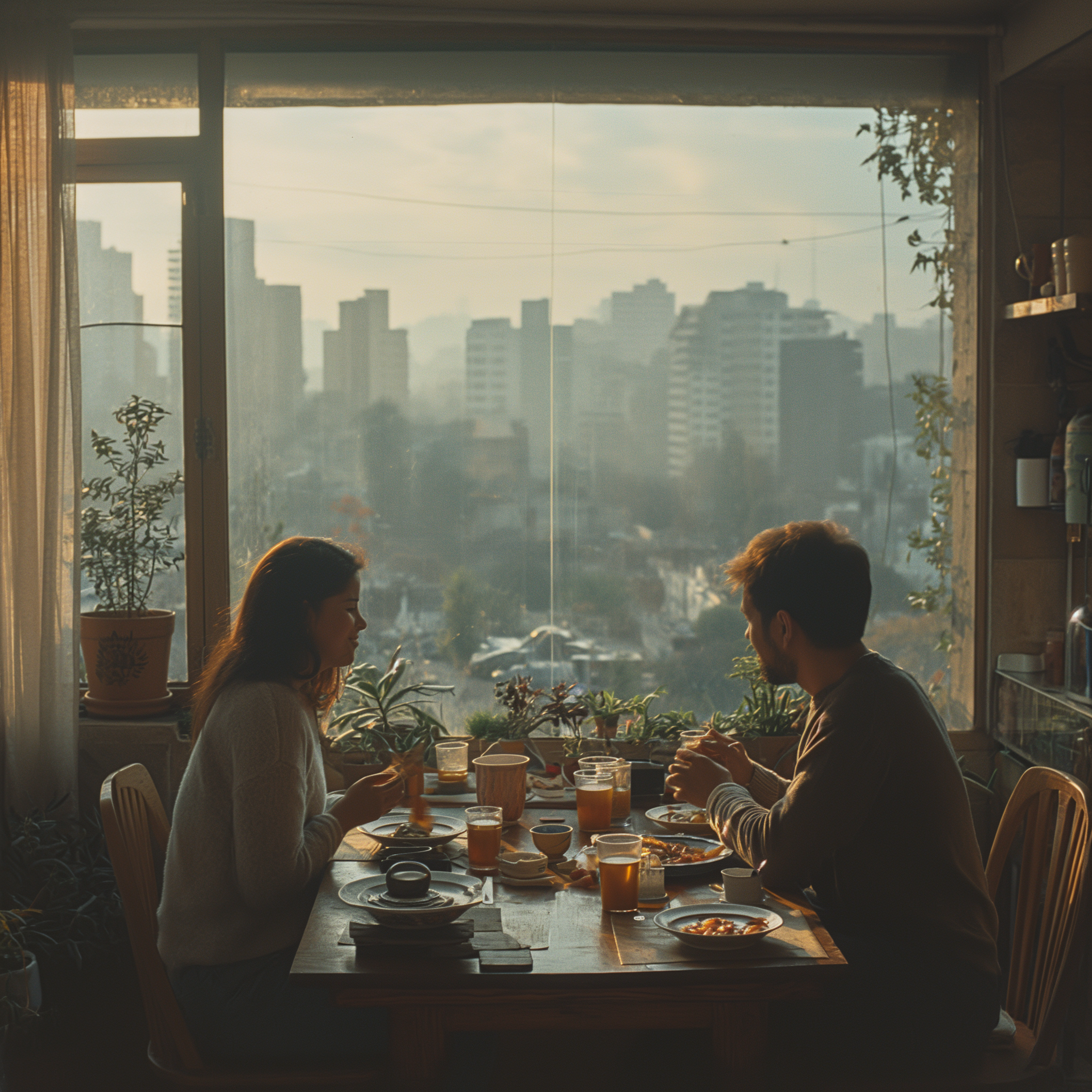 Un couple assis ensemble à une table | Source : Midjourney