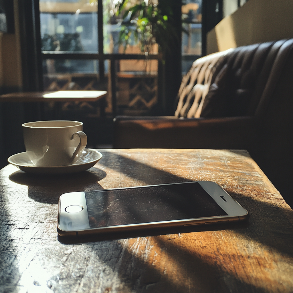 Un téléphone portable sur une table | Source : Midjourney