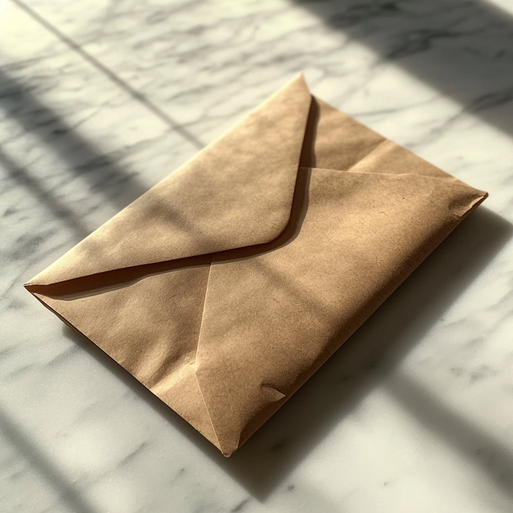 Une enveloppe sur une table | Source : Midjourney