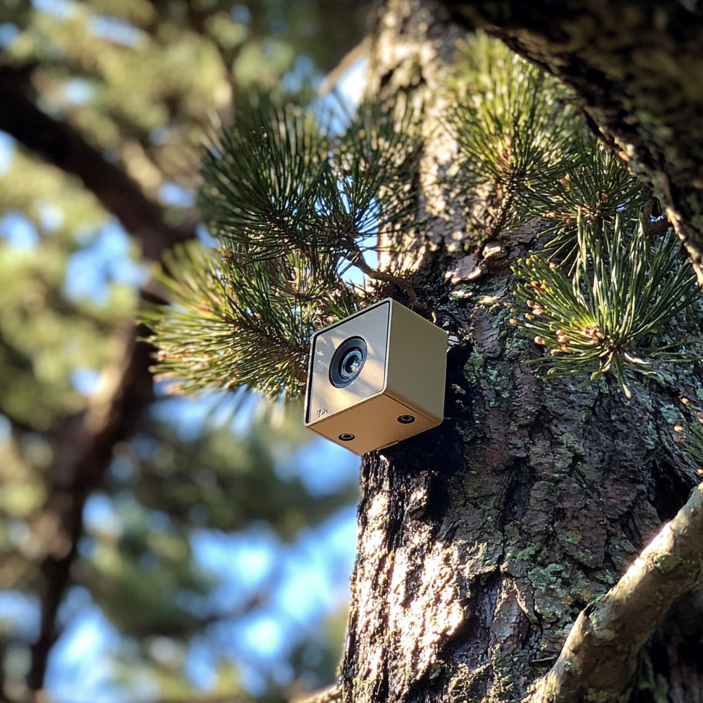 Une caméra montée sur un arbre | Source : Midjourney