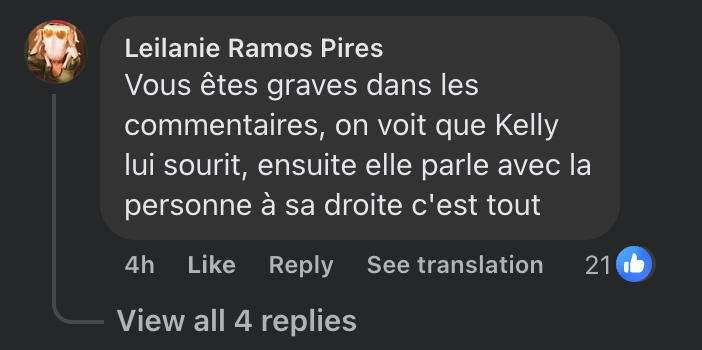 Commentaire d'une internaute sur la vidéo de Kelly Rutherford et Géraldine Nakache | Source : capture Facebook