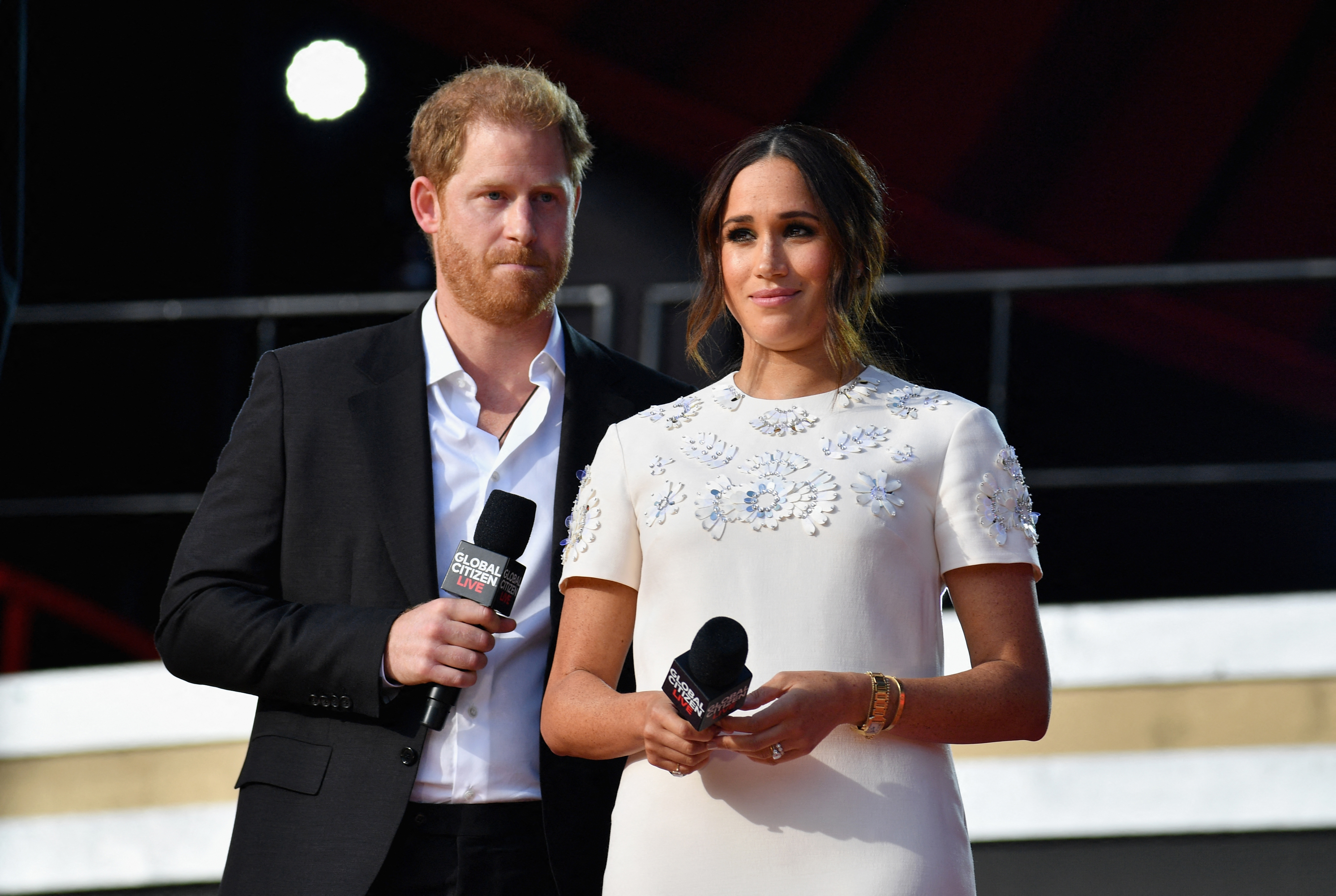 Le prince Harry et Meghan Markle prennent la parole lors du festival Global Citizen Live 2021, le 25 septembre 2021, à New York. | Source : Getty Images