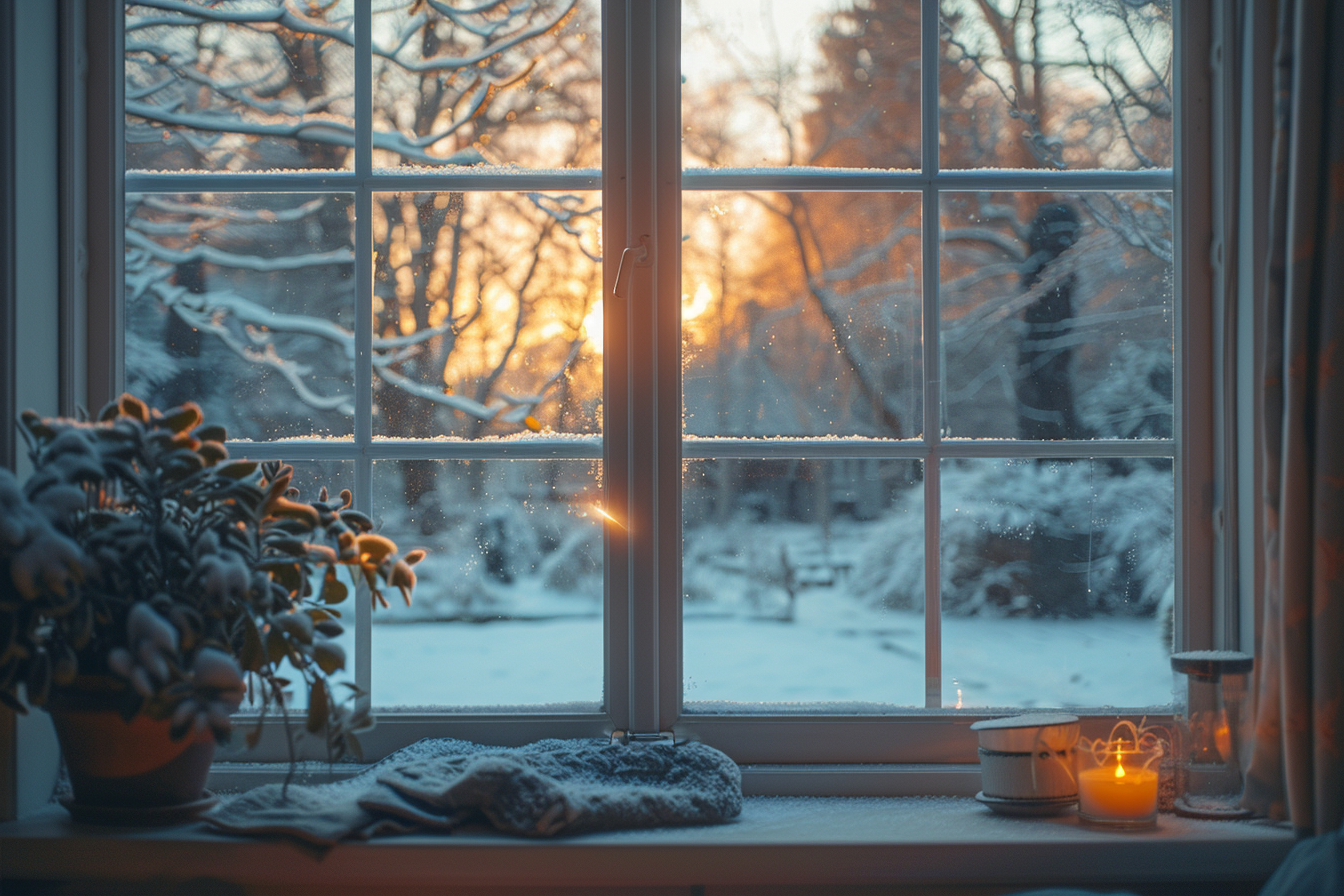 Vue de la fenêtre durant un jour de neige | Source : Midjourney