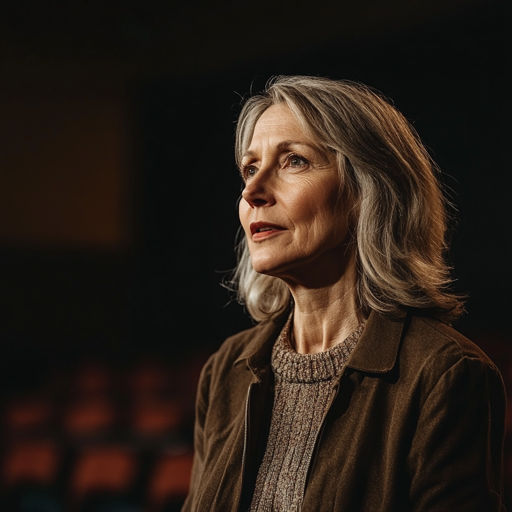 Une femme d'âge mûr qui parle sur scène | Source : Midjourney