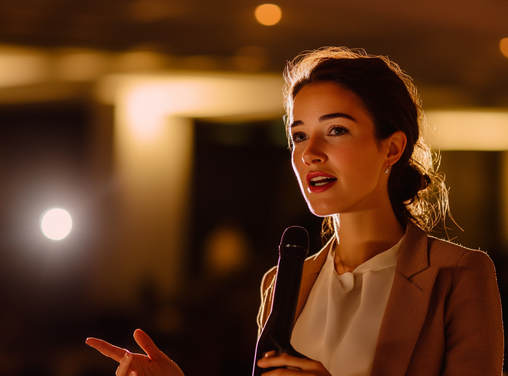 Une femme faisant une présentation lors d'un événement d'entreprise | Source : Midjourney