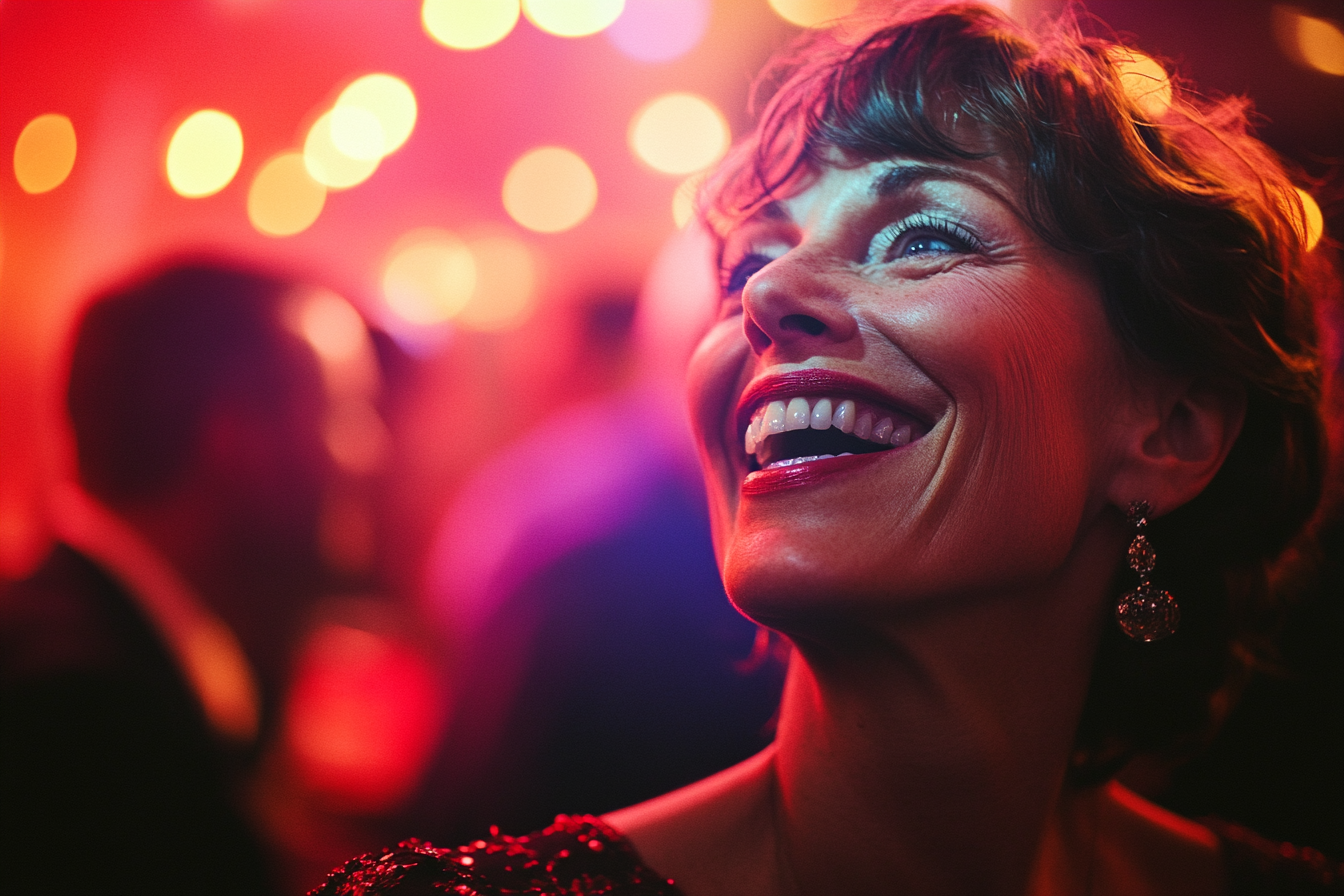 Woman laughing at a party | Source: Midjourney