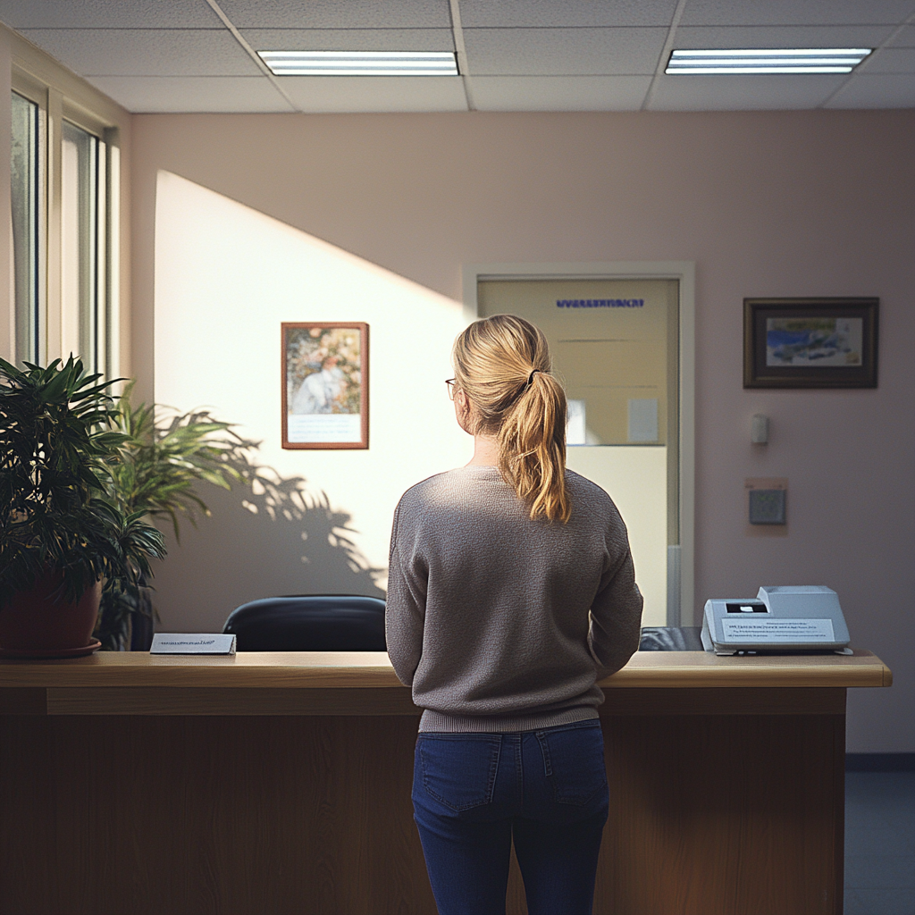 Une femme debout à un bureau dans un orphelinat | Source : Midjourney