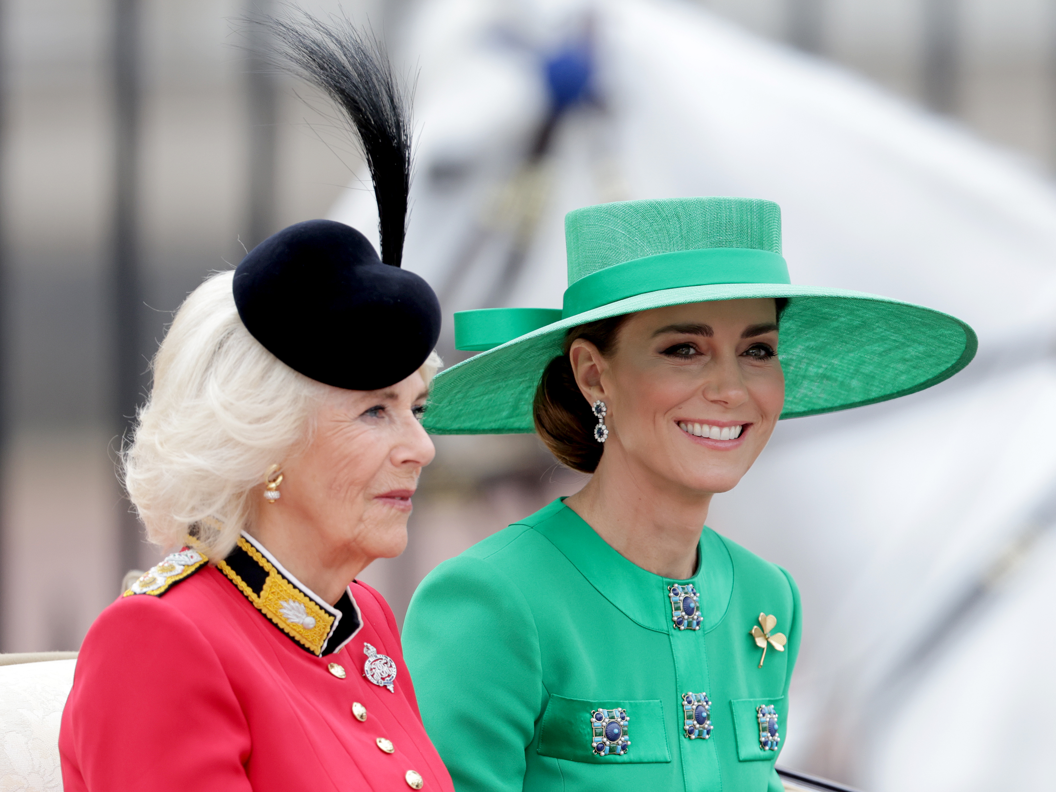 La reine Camilla et la princesse Catherine lors de la montée des couleurs le 17 juin 2023 à Londres, Angleterre | Source : Getty Images