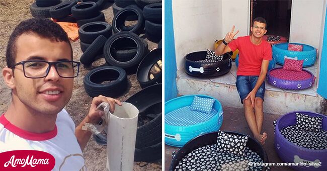 Un jeune homme prend de vieux pneus et les transforme en plus beaux lits pour animaux