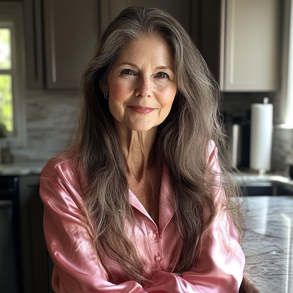 Une femme âgée souriante dans une cuisine | Source : Midjourney