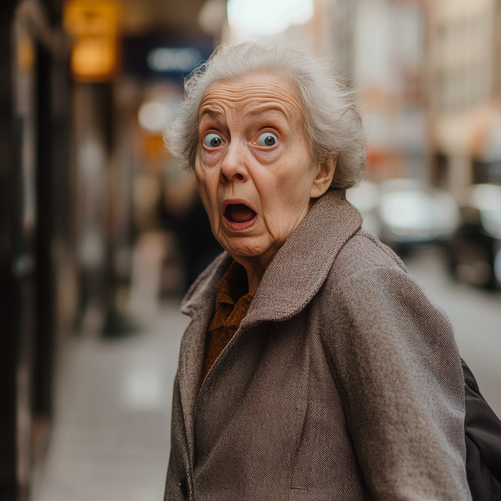 Une femme choquée dans la rue | Source : Midjourney