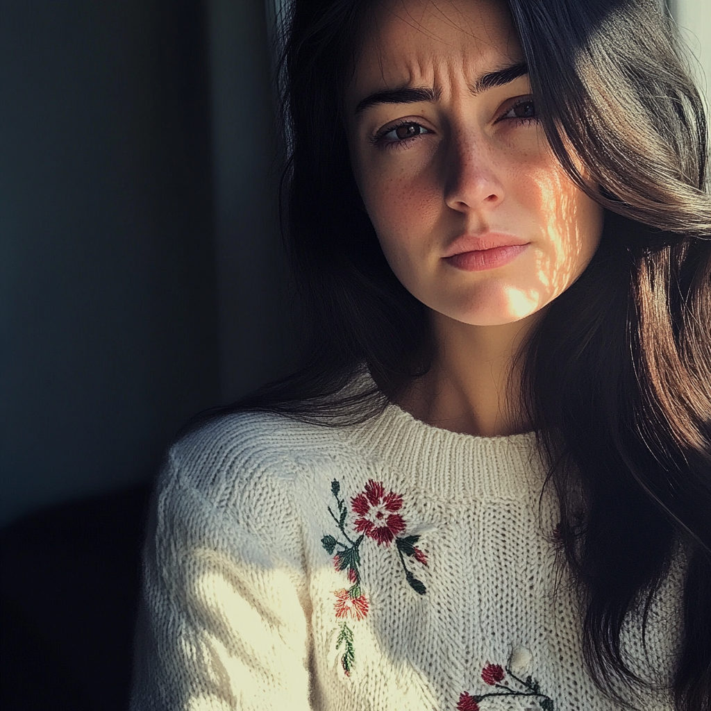 Gros plan sur une femme qui fronce les sourcils | Source : Midjourney