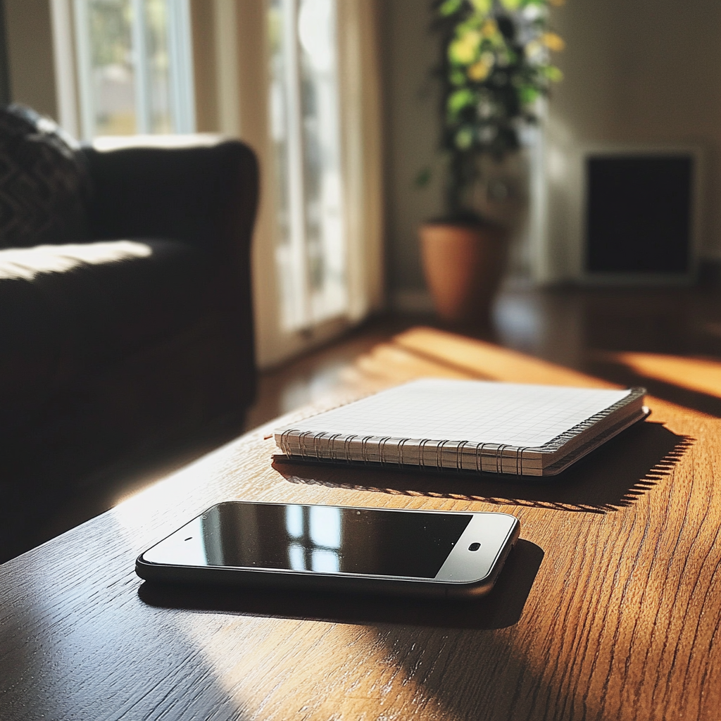 Un téléphone portable sur une table | Source : Midjourney