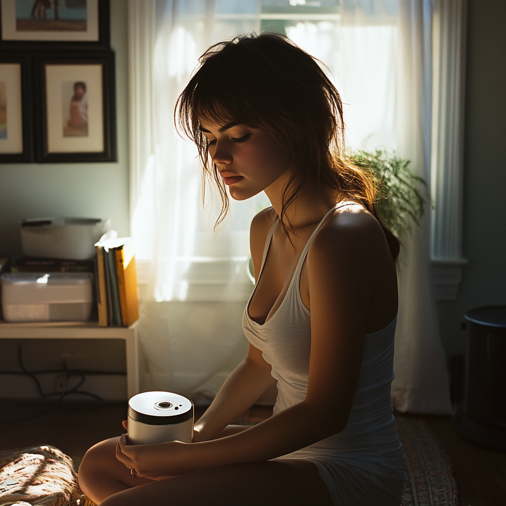 Une femme qui installe une caméra nounou | Source : Midjourney