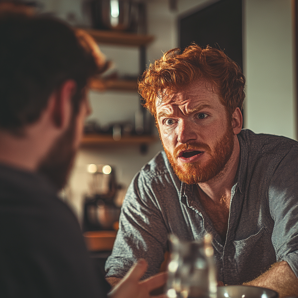 Un homme irrité qui parle à son ami | Source : Midjourney