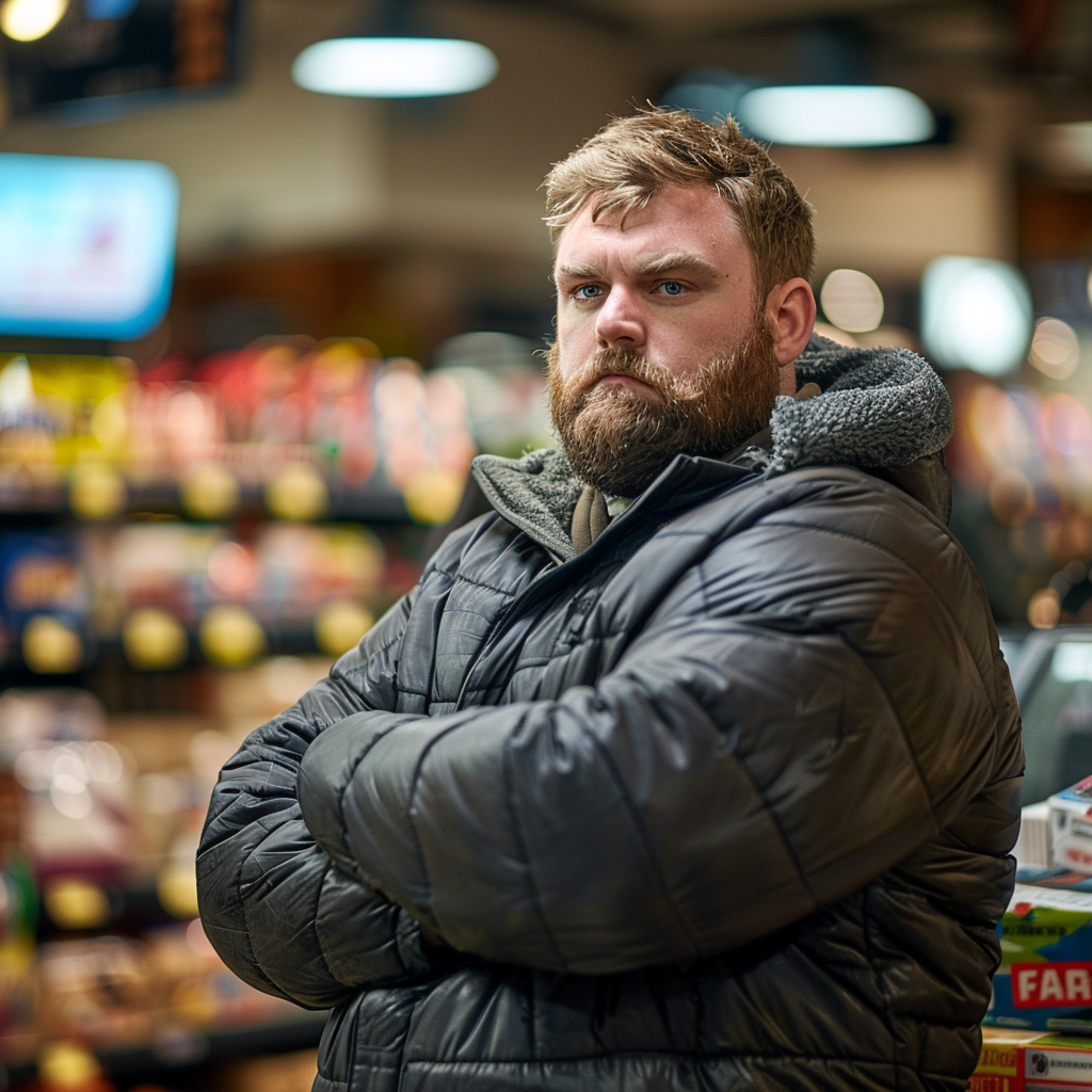 Un homme très en colère dans une épicerie | Source : Midjourney