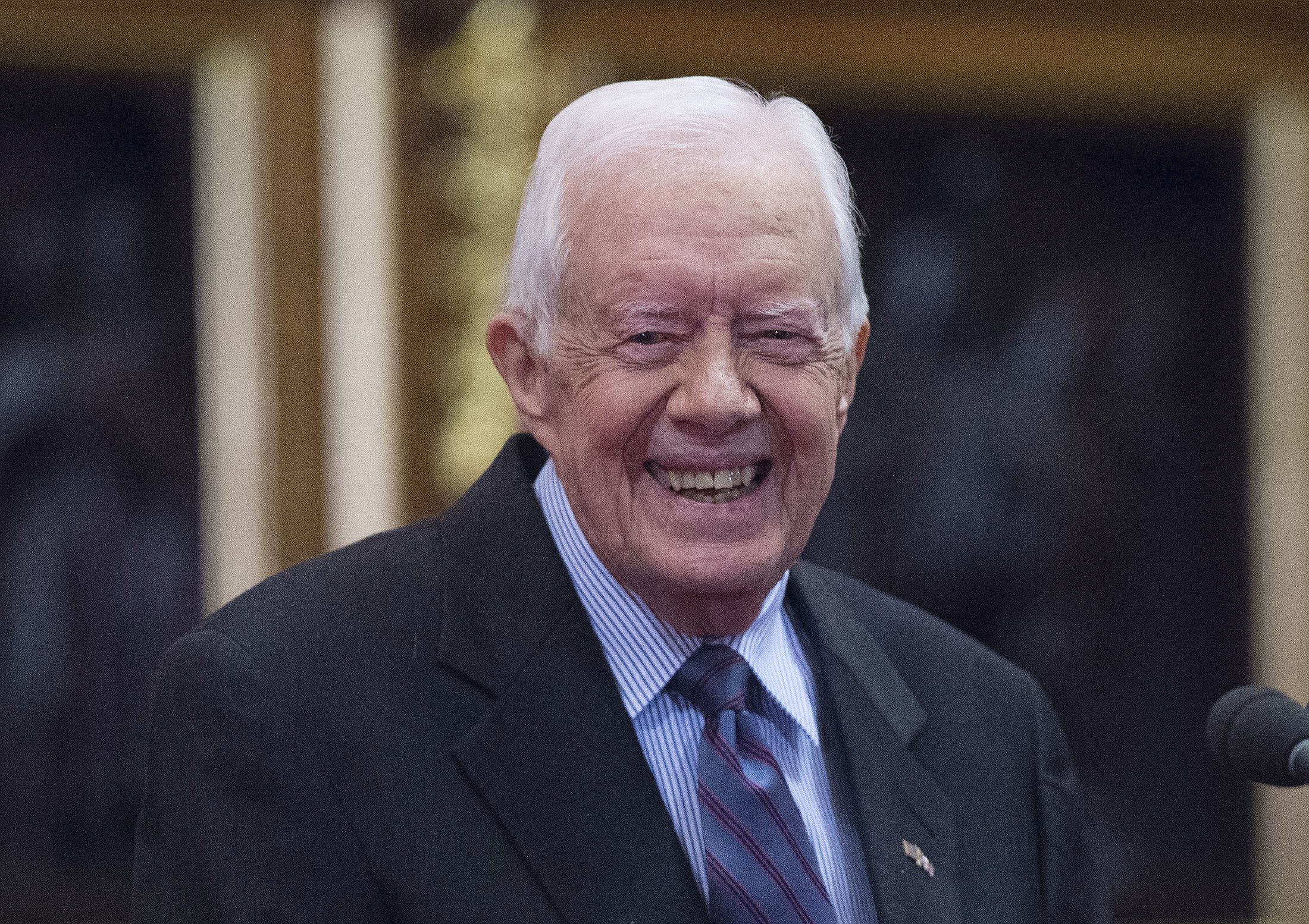 L'ancien président américain Jimmy Carter donne une conférence sur l'éradication du ver de Guinée à la Chambre des lords le 3 février 2016 à Londres | Photo: Getty Images