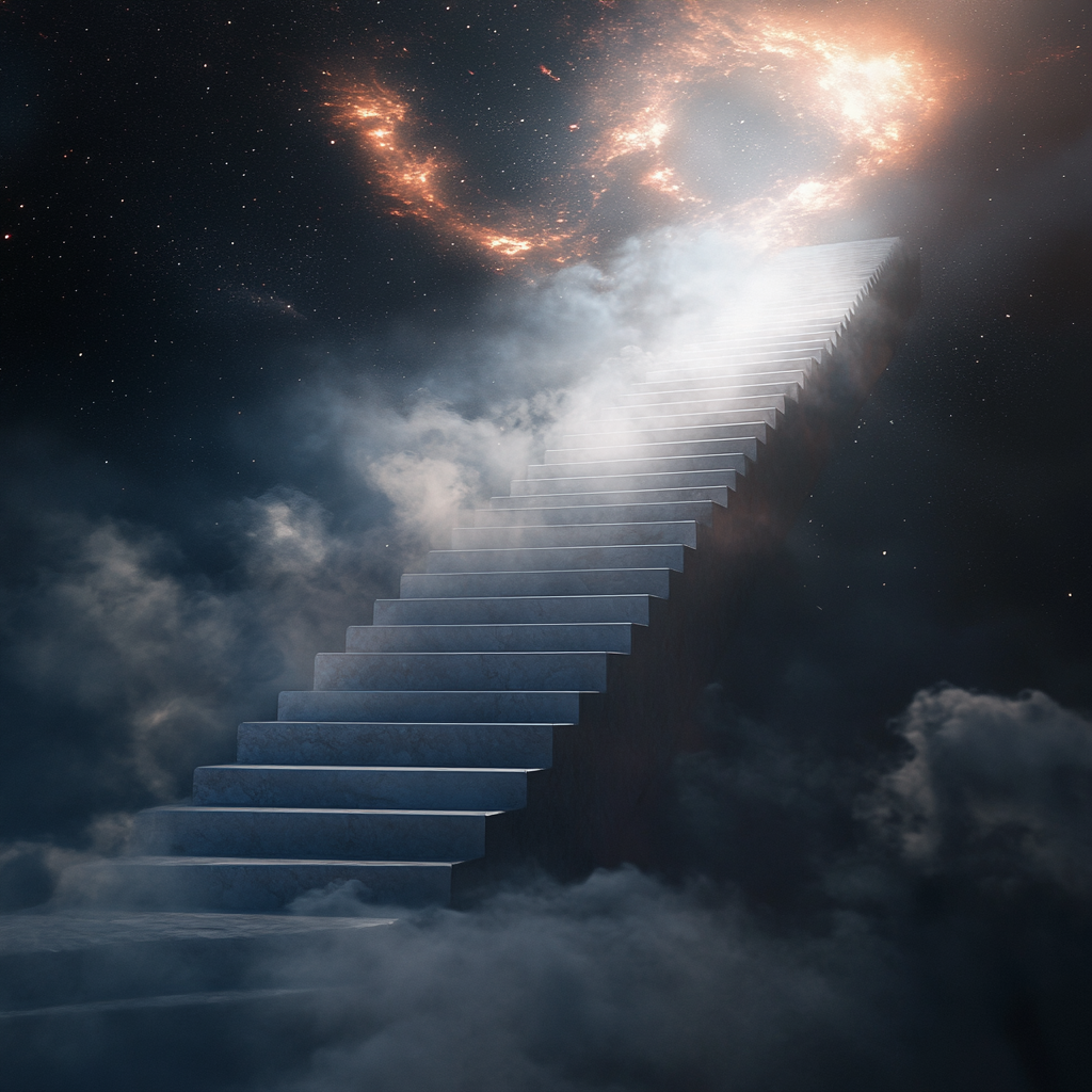 Représentation artistique d'un escalier vers le ciel | Source : Midjourney