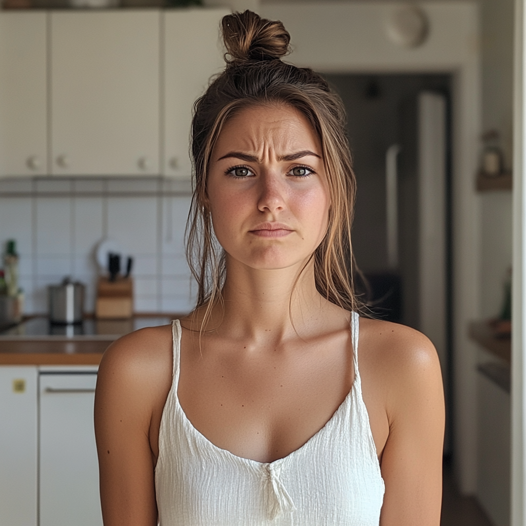 Gros plan sur une femme en robe blanche | Source : Midjourney