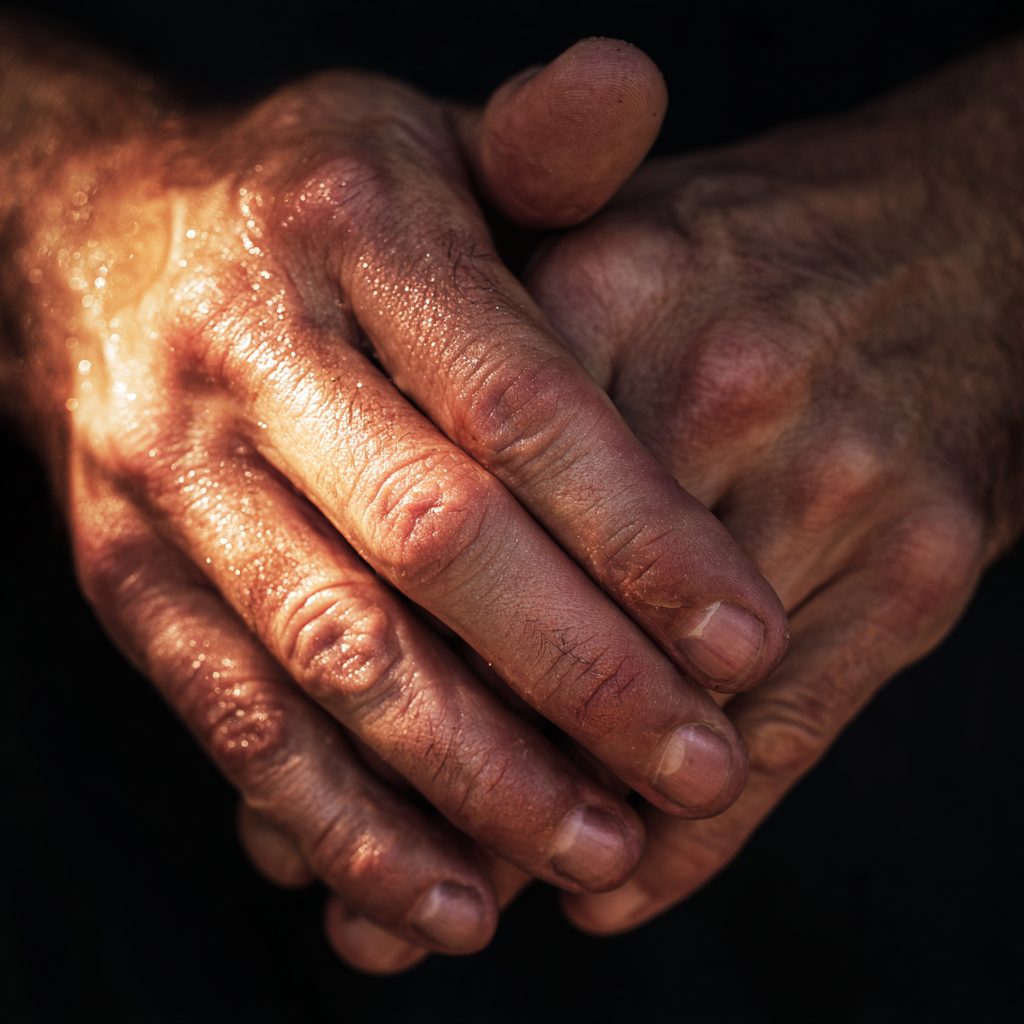 Un gros plan sur les mains d'un homme | Source : Midjourney
