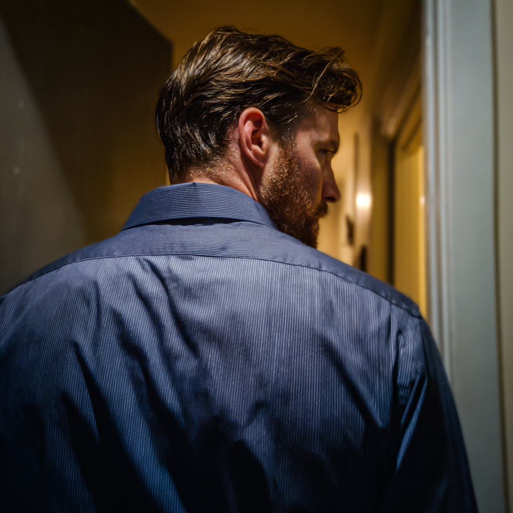 Un homme sortant d'un appartement | Source : Midjourney