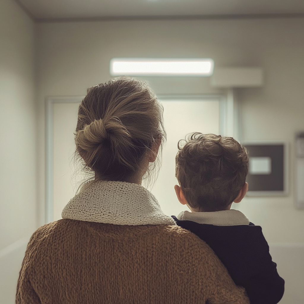 Femme et son enfant à la clinique | Source : Midjourney