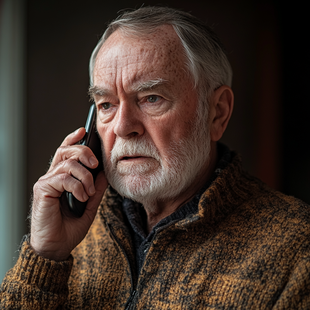 Un vieil homme qui parle au téléphone | Source : Midjourney