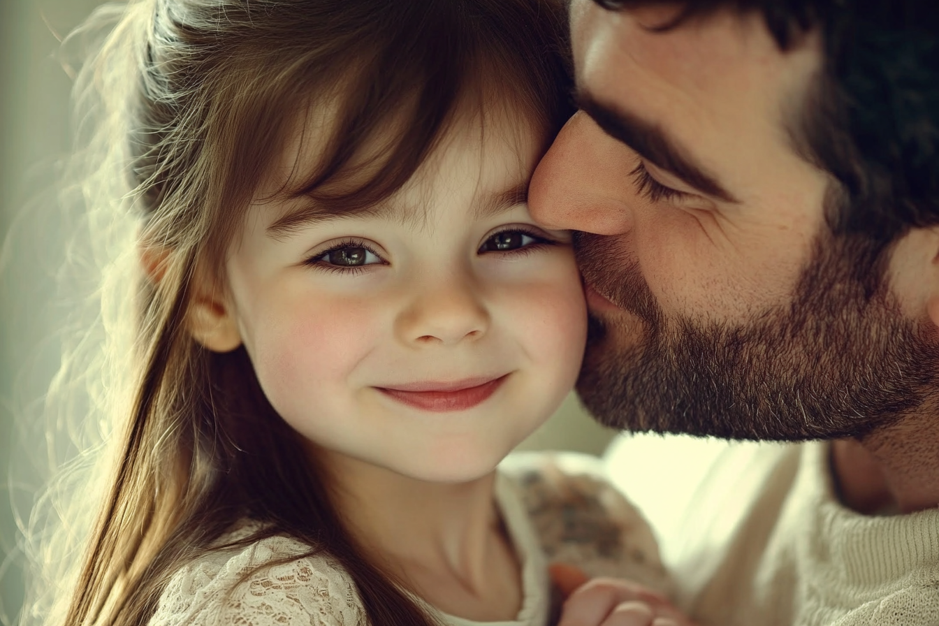 A man kissing his daughter on the cheek | Source: Midjourney