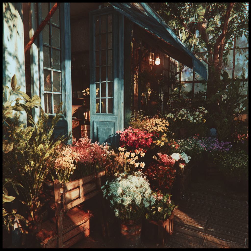 L'extérieur d'un fleuriste | Source : Midjourney